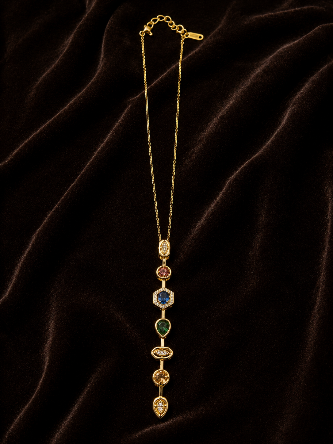 Multi-Gemstone Drop Necklace