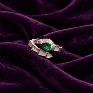 Emerald Green Crystal Open Ring